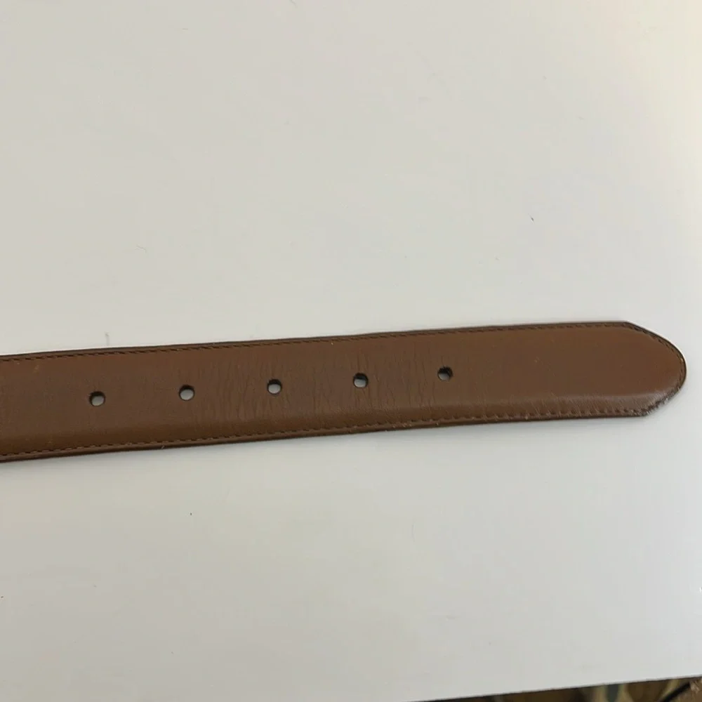 Vintage Lands End 506 Brown Leather Belt w/ Brass Buckle- Women’s Size Small